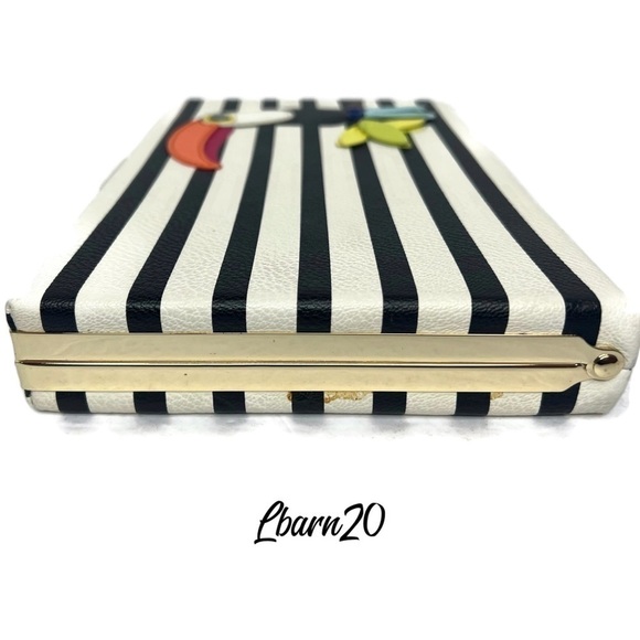 Kate Spade Toucan Parrot Novelty Striped Clutch Bag - Picture 8 of 12
